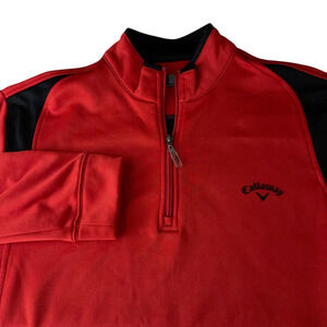 Callaway 1/4 Golf Top Men's Size Medium Red Pullover Long Sleeve Activewear